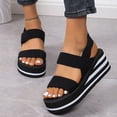 thumbnail image 2 of Afuyipoi Women's Elastic Strappy Sandals Plus Size Comfortable Summer Beach Vacation Black Size 6, 2 of 9