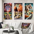 thumbnail image 1 of Designart "Rustic Mountains Road Through the Wilderness I" Abstract Landscape Framed Wall Art Set Of 3 - Pink Abstract Landscapes Frame Canvas Set For Living Room Decor, 1 of 6