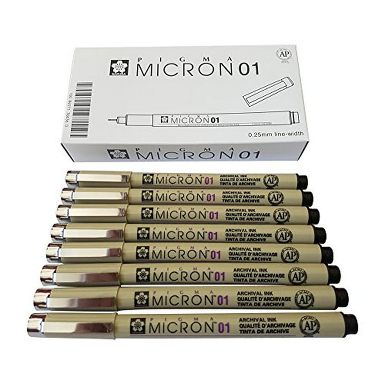 16 Piece Set Black Pigma Micron Collection Pens | Sakura #50077