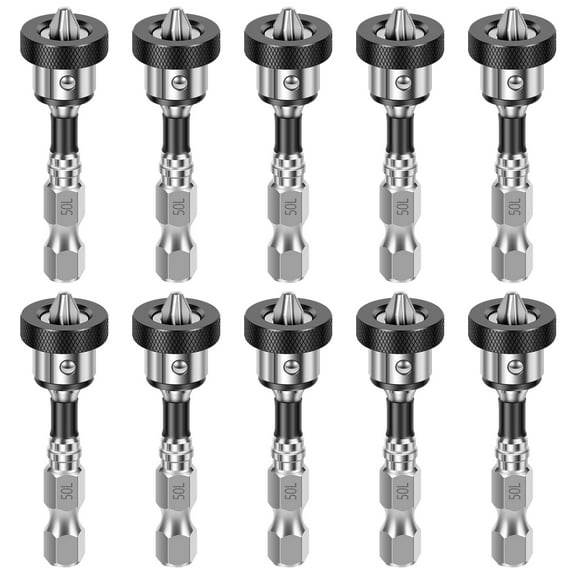 10 Pcs Drywall Screw Setter with 1/4" Hex Shank Magnetic Positioning Screwdriver Bit Aluminum Alloy Drywall Screw Bit for Plasterboard 50mm