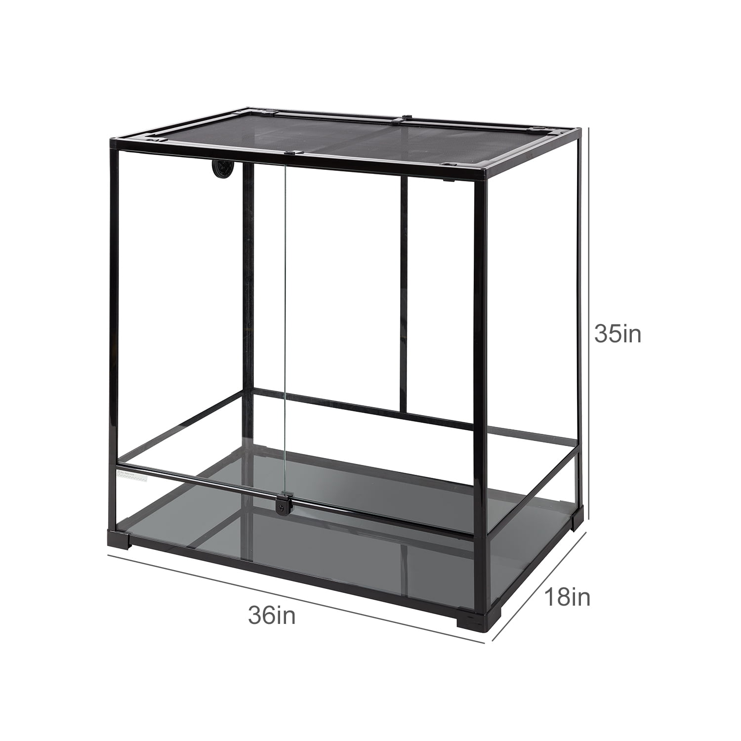 GUZZLO Full Glass 100 Gallon Reptile Tank, Front Opening Reptile Terrarium 36" x 18"x 36", Double Hinged Opening Doors & Top Screen Ventilation