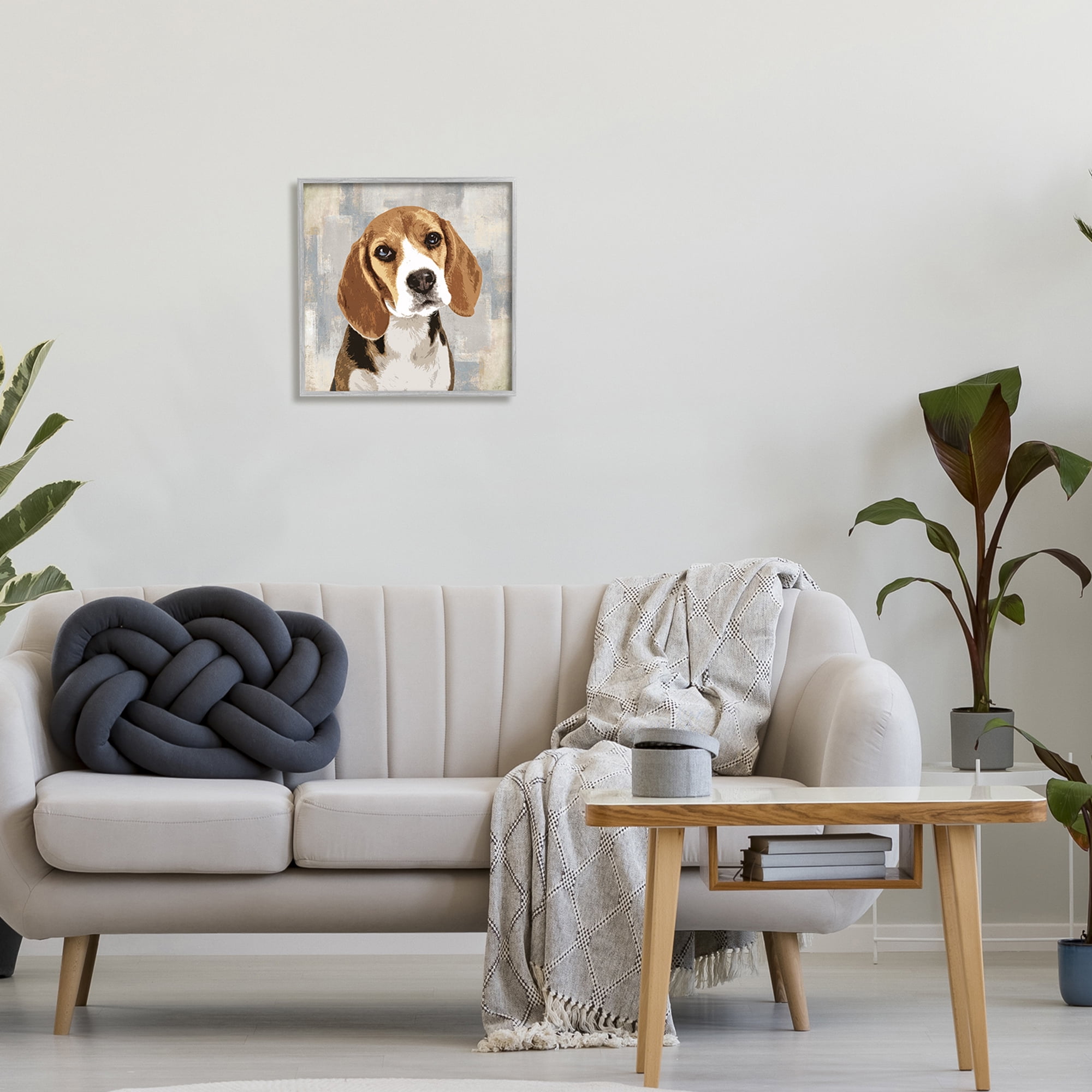 Stupell Industries Dog Beagle Patiently Waiting Abstract Backdrop Pet Collage,17 x 17, Design by Keri Rodgers