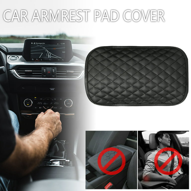 Auto Center Console Pad Leather Car Armrest Seat Box Cover Protector,  Universal Fit, Center Armrest Box Cover 