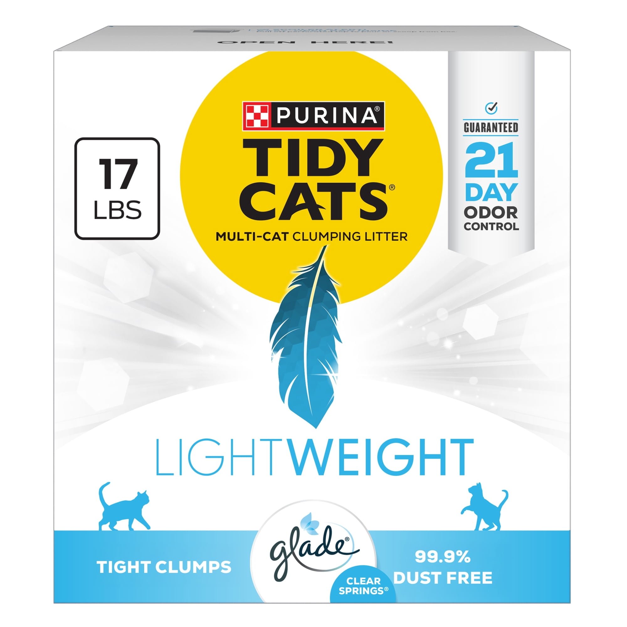 Purina Tidy Cats LightWeight Clumping Cat Litter, Glade Clear Springs Scent, 17 lb Box