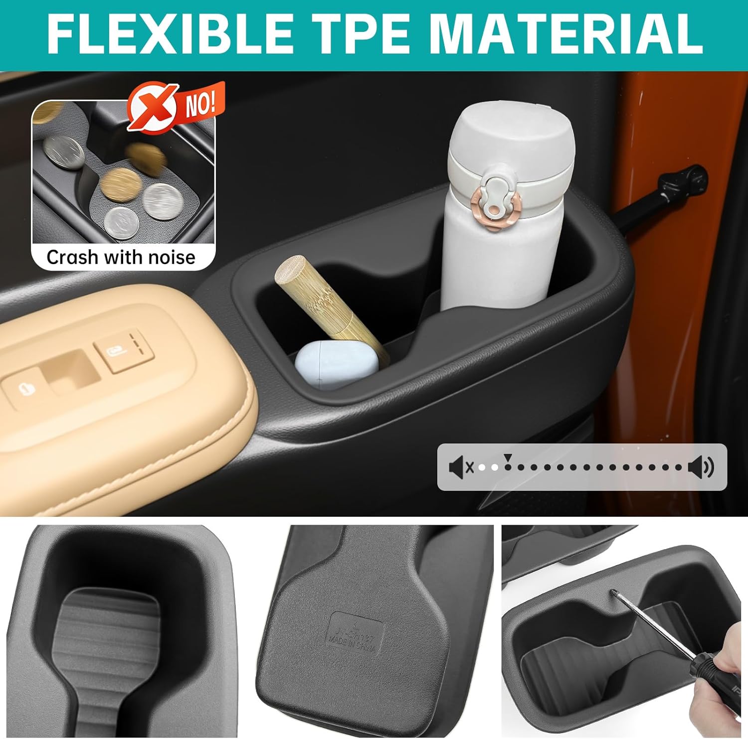 2pcs For 2024 2025 Hyundai Santa Fe 6/7 Seats Rear Door Cup Holder Storage Tray