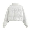 thumbnail image 6 of Women's Solid Color Warm Bread Jacket Standing Collar Short Cotton Jacket Long Sleeved Cotton Jacket, 6 of 9