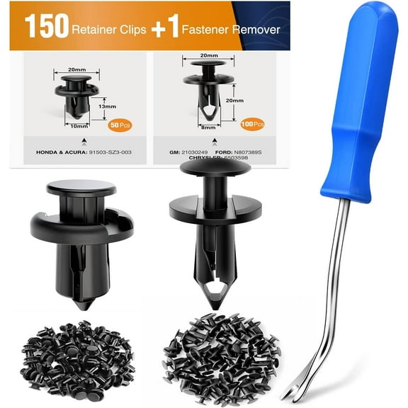 GOOACC 150Pcs Push-Type Bumper Fasteners Rivet Clips 2 Sizes Universal Auto Clips Fastener for Bumper Fender Clips Replacement-Fastener Removal Tool Included