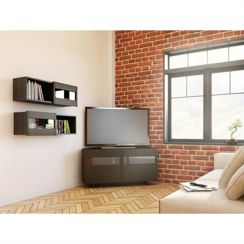 Nexera Nuance Wall Shelf with Sliding Door, Espresso