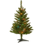 National Tree Company Artificial Pre-Lit Mini Christmas Tree, Green, Kingswood Fir, Multicolor Lights, Includes Stand, 3 Feet