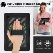 Galaxy Tab A8 10.5 Case (SM-X200/SM-X205) - TECH CIRCLE [with Shoulder/Hand Strap & Rotating Kickstand] Protective Rugged Case Cover for Samsung Galaxy Tab A8 10.5-inch Tablet, Black