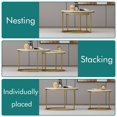 thumbnail image 3 of Peispie 27.6" Round Nesting Coffee Table Set of 2, Modern Stacking End Tables with Sturdy Metal Frame, Faux Marble & Industrial Wood Accent Side Tables for Living Room Bedroom, White Gold, 3 of 8