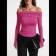 thumbnail image 5 of Blusas Elegantes Informales con Hombros Descubiertos para Mujer, de Corte Entallado, de Larga, para Salir en y Otoño. Rosa Roja M, 5 of 8