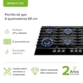 thumbnail image 3 of Parrilla De Gas 6 Quemadores Empotrable AVERA  VT6 En Vidrio Templado Estufa de Mesa, 3 of 10