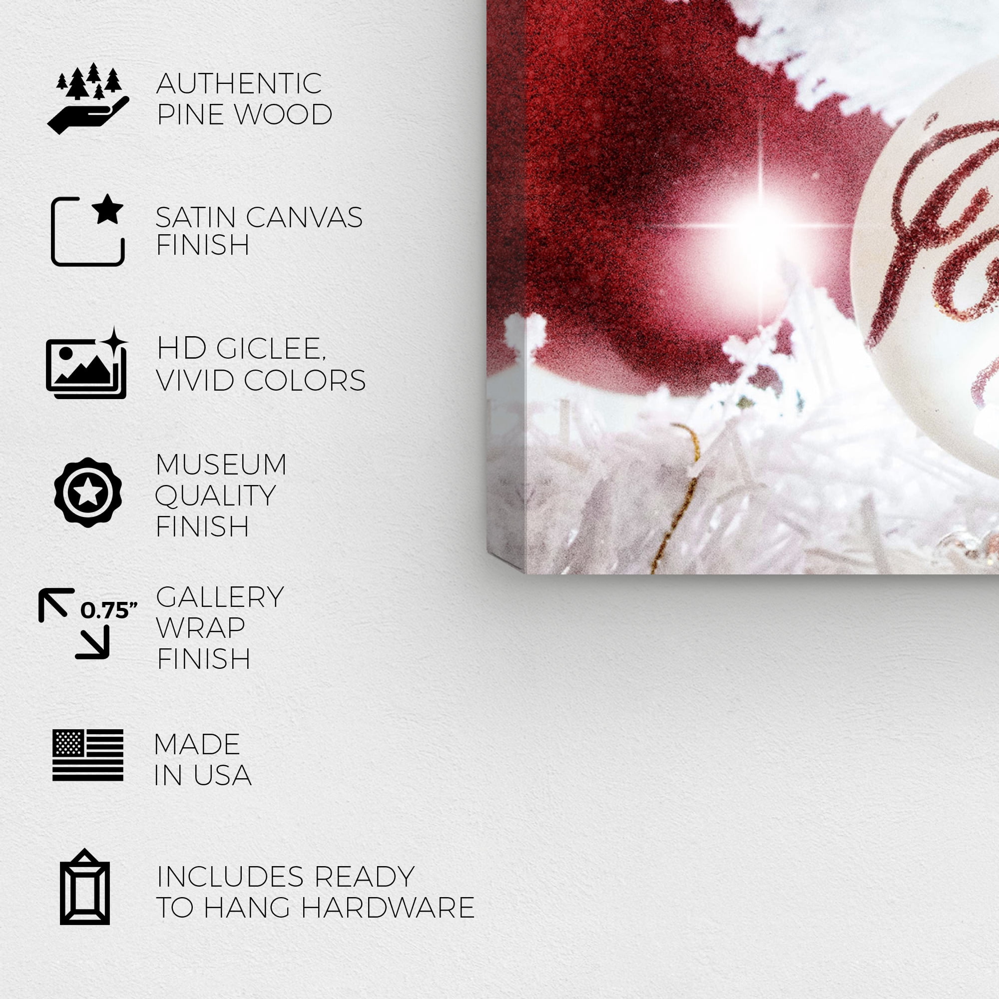 Wynwood Studio Holiday and Seasonal Wall Art Canvas Prints 'Christmas Ornaments' Christmas Home Décor - Red, White, 24" x 20"