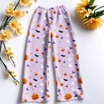 thumbnail image 5 of Trgacdwlo Halloween Fleece Pj Pants Women Cat Pumpkin Print Flannel Wide Leg Sleeping Pants Women Festival Fall Winter Warm Pajama Pants Fuzzy, 5 of 5