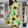 thumbnail image 2 of Sunflower Garden Print Women's Classic Swing Skater Dress Casual Work Party Cocktail Dresses, 2 of 6