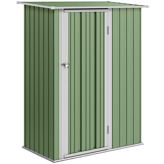 Outsunny Garden Shed, Metal Tool Shed w/ Sloped Roof, Light Green