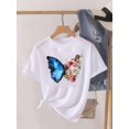 thumbnail image 3 of Camiseta estampada de manga corta para mujer, ropa con estampado de flores dulces de los años 90, Top para mujer, camiseta para mujer, ropa con cuello redondo, 3 of 5