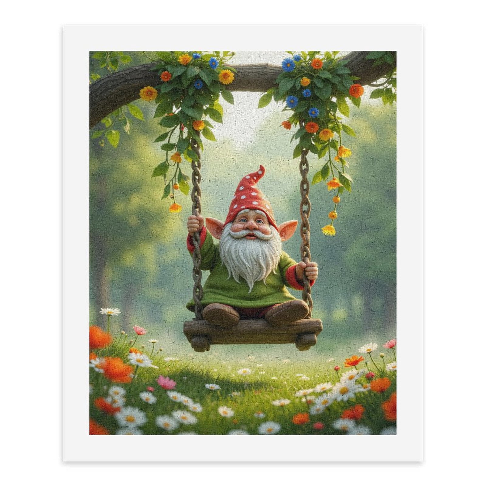 Paint By Numbers Kit for Adults Beginner - DIY Whimsical Gnome On Swing Canvas Painting Kits for Adults, Frameless Paint By Number for Adults for Home Wall Decor 16x20 Inch