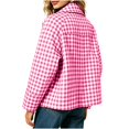 thumbnail image 5 of Women's Gingham Cropped Jacket Lapel Collar Loose Fit Casual Shacket, 5 of 6