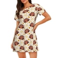 thumbnail image 1 of Fotbe Fall Turkey Bata de Dormir para Mujer con Estampado, Camisón de Algodón de Manga Corta, Ropa de Dormir Casual, 1 of 6