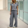 thumbnail image 5 of felwors Womens 2 Piece Summer Outfit Lounge Set Cap Sleeve Polo Top And Pant Set Tracksuit Travel Matching Outfit 2025 Purple, XL, 5 of 8