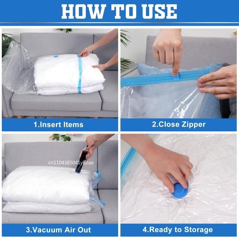 5pcs Thickened Vacuum Compression Bag,Transparent Quilt Vacuum Bags, Storage Bags, Household Clothing Storage and Sorting Bag