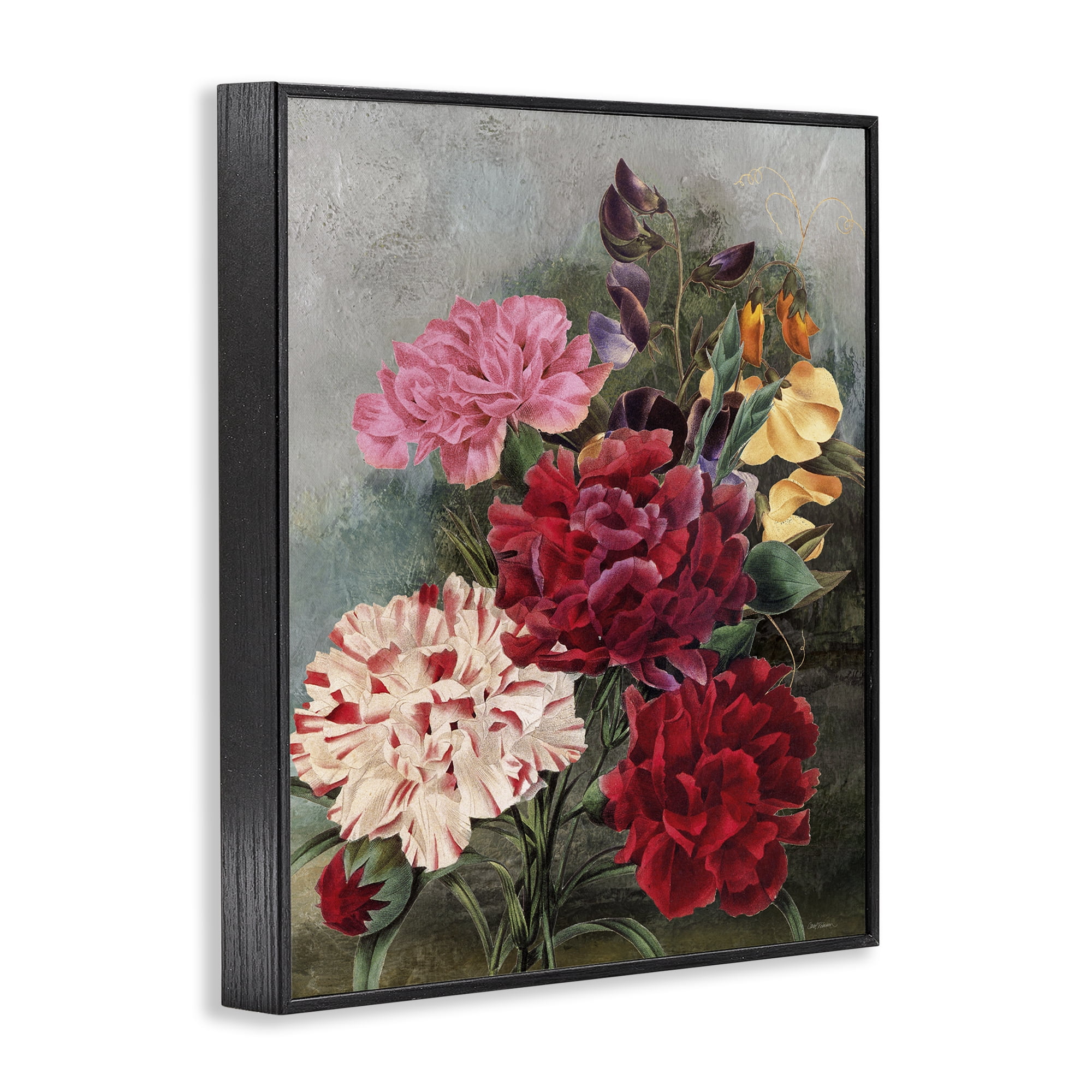 Stupell Industries Vintage Geranium Blooms Botanical & Floral Painting Black Framed Art Print Wall Art, 16 x 20