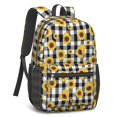 thumbnail image 2 of Sunflower and Gingham Black Pattern 17" Waterproof Oxford School Backpacks for Teens, S-Shape Padded Straps, for School, Travel, Hiking, Camping, 2 of 5