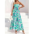 thumbnail image 3 of PRETTYGARDEN Women Strapless Maxi Dress Summer Floral Tube Top Ruched Beach Spring Wedding Guest Long Dresses, 3 of 10