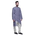 thumbnail image 2 of Atasi Designer Printed Summer Wear Long Kurta With White Pajama Set For Men, 2 of 3
