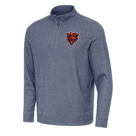 Men's Antigua Heather Navy Chicago Bears Subtle Quarter-Zip Top
