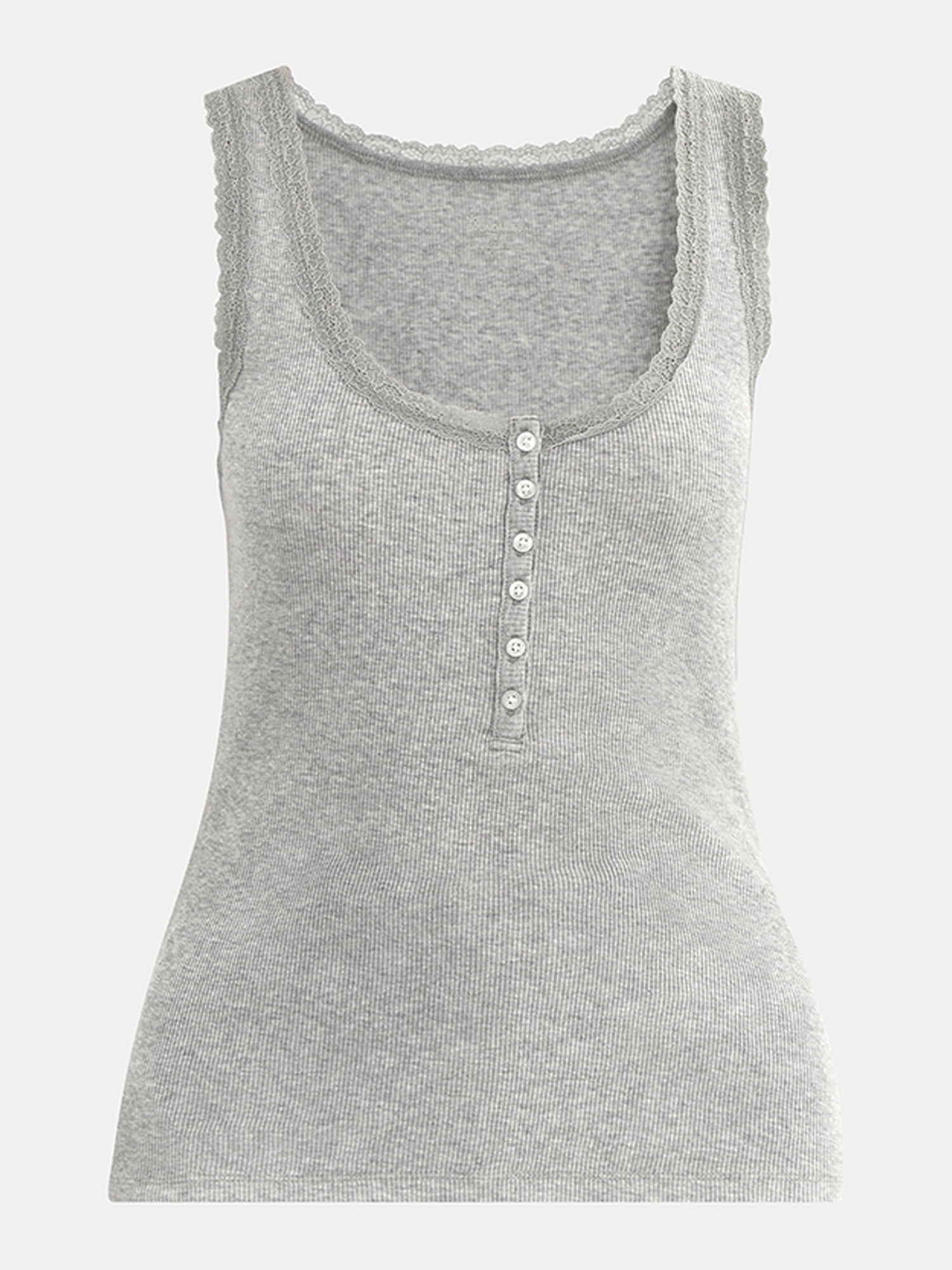 No Boundaries Lace Cotton Henley Tank, Women's