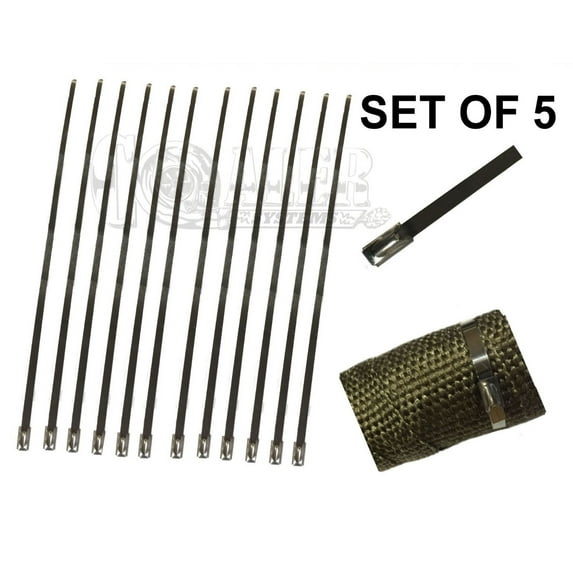 5 x 12" STAINLESS EXHAUST HEAT CABLE ZIP TIE STRAP METAL HEADER PIPING MANIFOLD