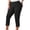 Black, variant on Capri Leggings for Women Elastic High Waist Slim Fit Lace Hem Stretchy Workout Yoga Pants Capris Leggings