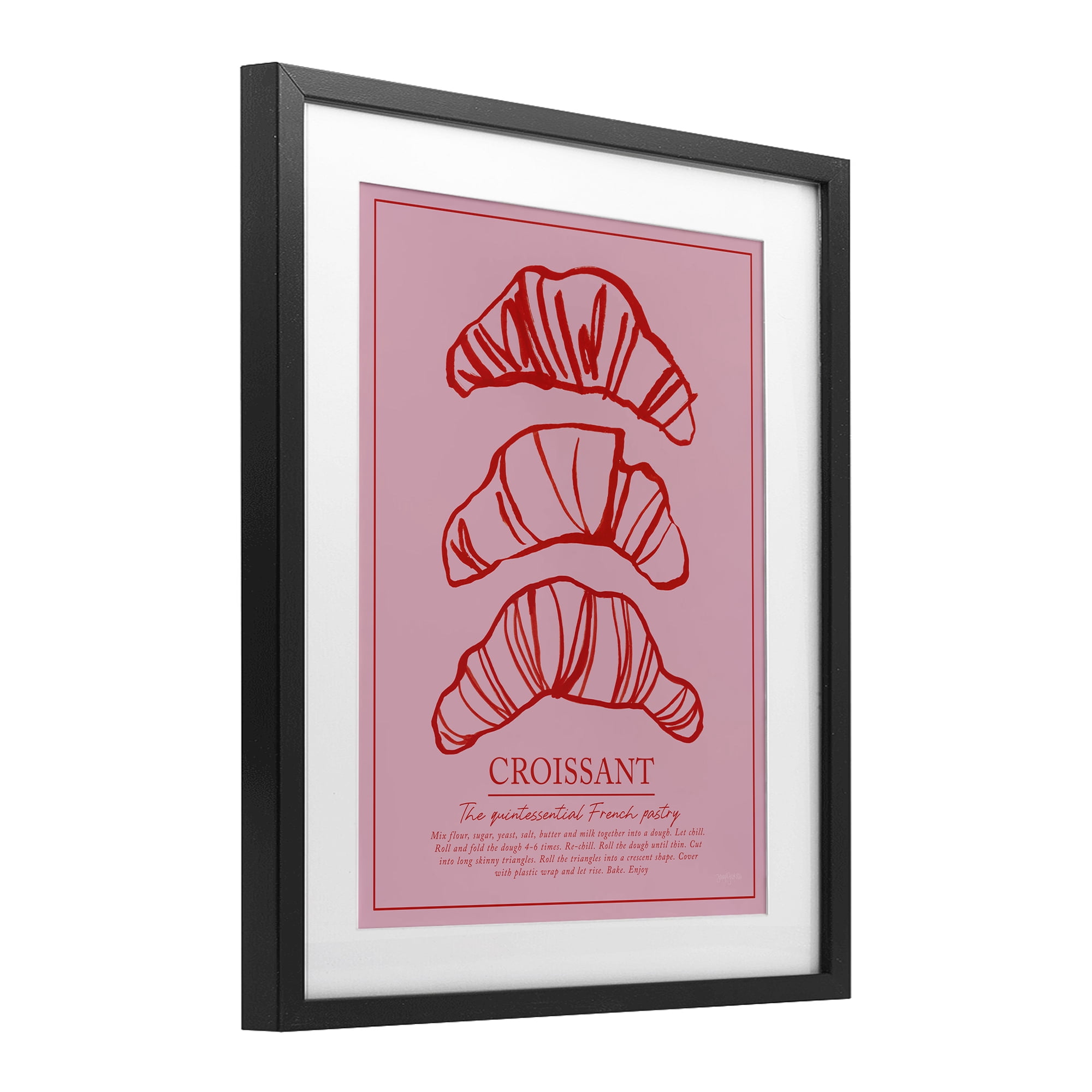 Stupell Industries Croissant Breakfast Pastry Black Framed Print Under Glass, design by Jenaya Jackson
