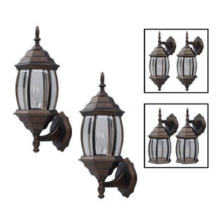 One-Light Outdoor Exterior Lantern Light Fixture Wall Sconce Twin Pack, Oil Rubbed