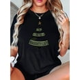 thumbnail image 1 of 1pc Festive Christmas Tree Printed T-Shirt for Women, Casual Crew Neck Short Sleeve Top, Polyester Knit Fabric with Medium Stretch, All-Season Holiday Comfort Tee, 1 of 8
