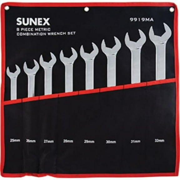 Sunex Tools SUU-9919MA Fully Polished Metric V-Groove Combination Wrench Set
