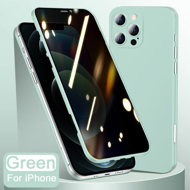 Funda protectora de cubierta completa 360 para iPhone 12 13 Pro Max Protector de pantalla de privacidad 12 13 Mini Protector de lente de cámara de vidrio templado Tan Jianjun unisex