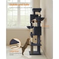 thumbnail image 4 of 69 Inch Tall Cat Tree Tower for Indoor Cats, Multi-Level Cat Condo with 2 Caves, 2 Baskets, 5 Scratching Posts, Self-Groomer, Perch, and Hammock, Dark Gray, 4 of 7