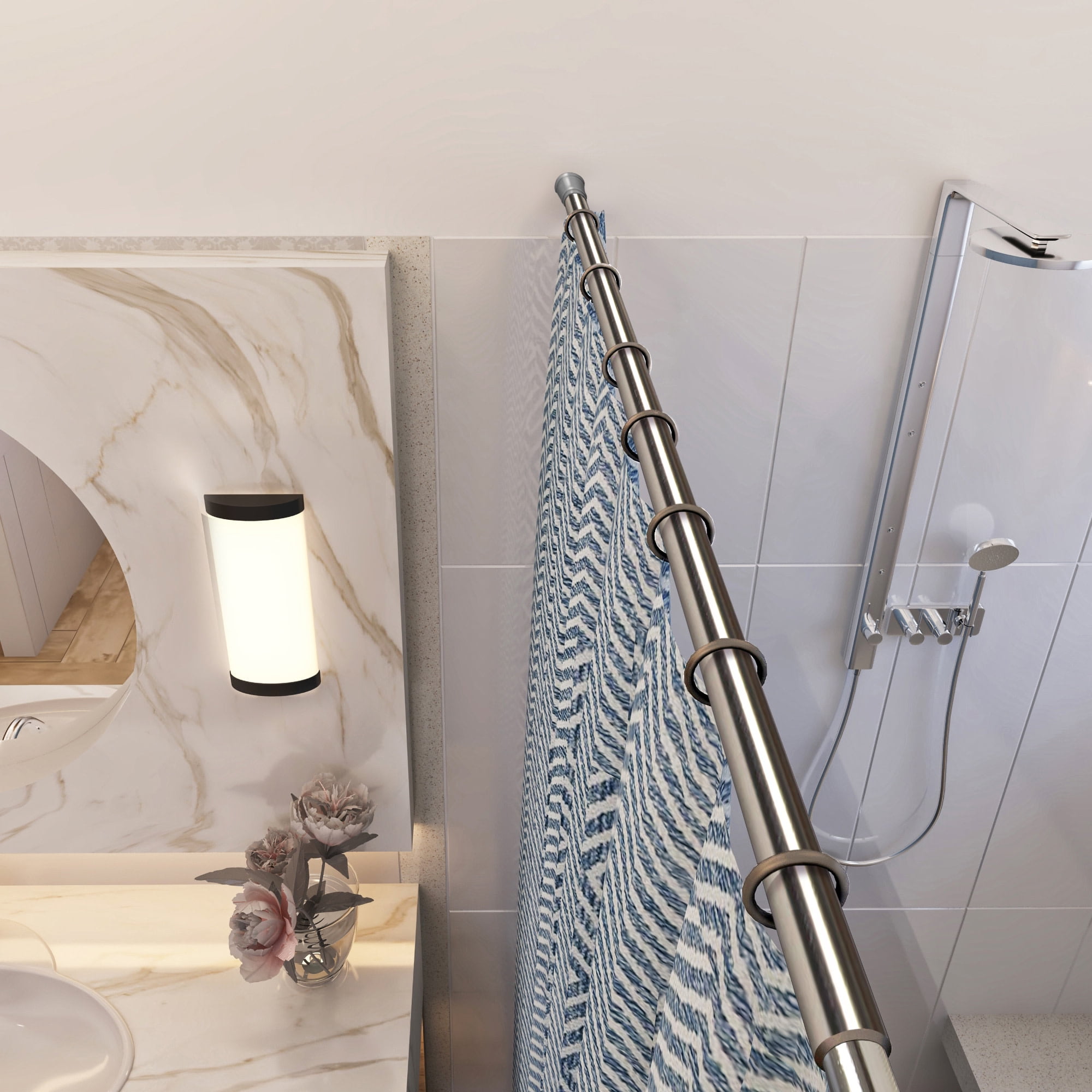 Design House Steel 42"-72" Expandable Tension Shower Curtain Rod