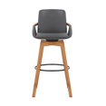 thumbnail image 6 of 30" Luxurious Grey Faux and Walnut Wood Swivel Bar Stool, 6 of 9