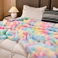 thumbnail image 5 of WOOW DEPOT Thick Faux Rabbit Fur Blanket Fleece Reversible, 1 PCS Twin Full 70.9" x 78.7", 6 lb Heavy, Soft Warm Mink Throw Luxurious Plush, Rainbow Gradient, 5 of 8