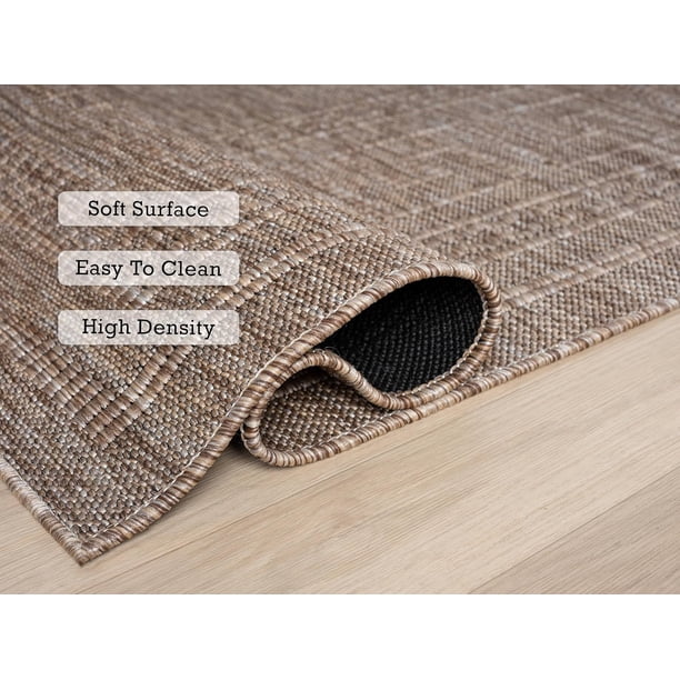 RUGGERRUGS Diana Textured Foldable Beige Indoor Outdoor Rug, 6x9