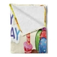 thumbnail image 2 of Birthday Soft Flannel Fleece Throw Blanket, Composition of Candies Yummy Cake Party Hats Balloons Happiness, Cozy Plush for Indoor and Outdoor Use, 50" x 60", Multicolor, by Ambesonne, 2 of 5