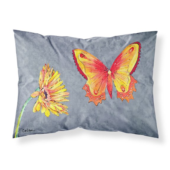 Carolines Treasures 8877PILLOWCASE Gerber Daisy and Buttefly Fabric Standard Pillowcase Standard multicolor