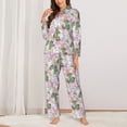 thumbnail image 2 of Daiia Lilies Flowers for Women's Long-Sleeved Pajama Set – Soft & Comfortable Sleepwear Button-Up Pajamas Cozy Lounge Wear-Small, 2 of 7