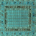 thumbnail image 1 of Ahgly Company Machine Washable Indoor Square Oriental Turquoise Blue Industrial Area Rugs, 6' Square, 1 of 4