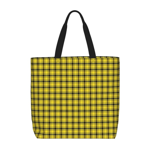 Easygdp Yellow Checkered Plaid Bolsa Tote para Mujer, Bolso de Hombro para Trabajo, Playa, Viajes, Compras y Supermercado